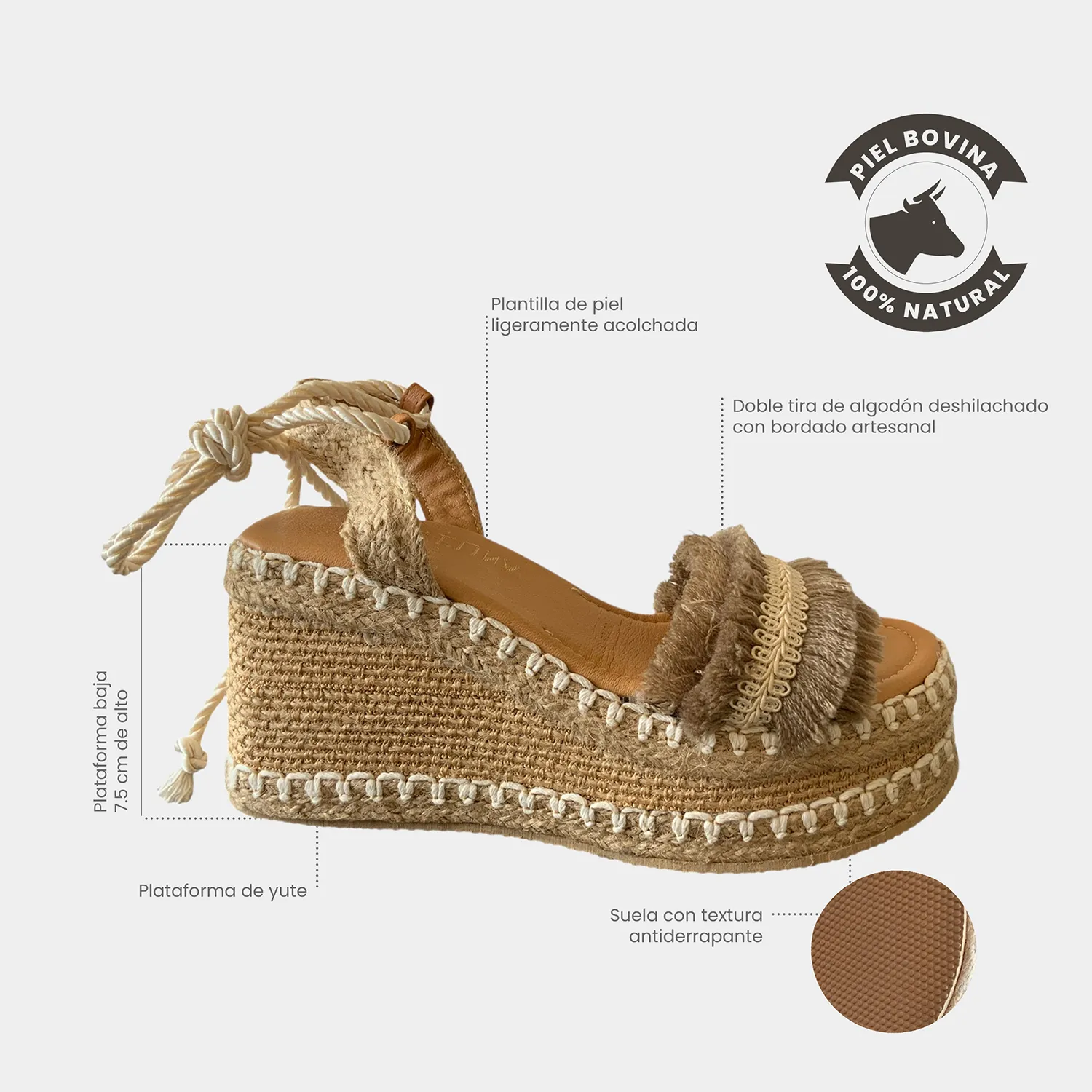 DUNA KAVËLINA Alpargatas plataforma baja beige