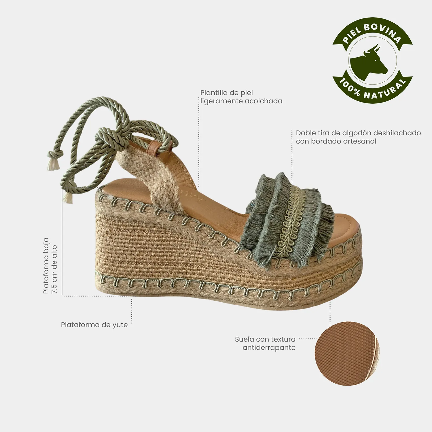 JADE KAVËLINA Alpargatas plataforma baja verde