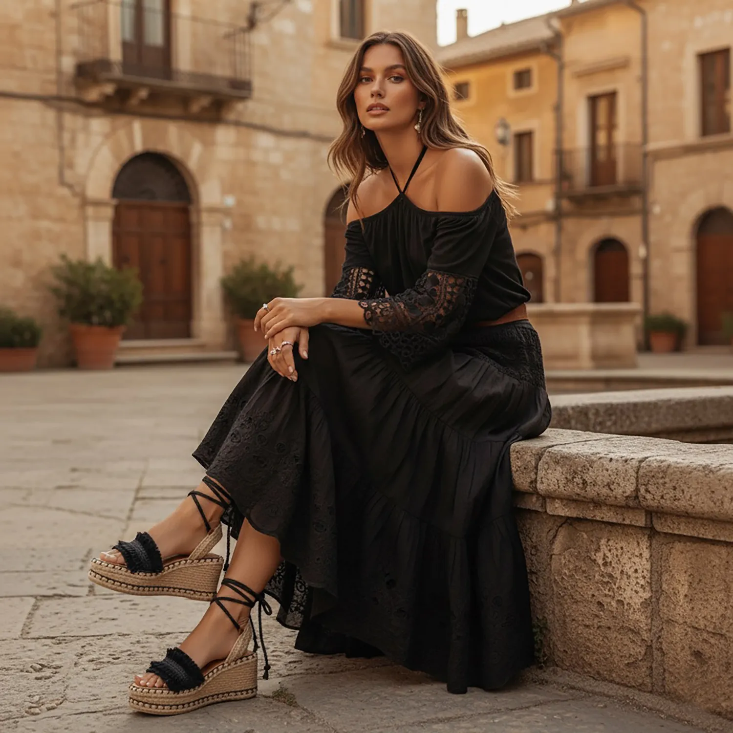 ONIX KAVËLINA Alpargatas plataforma baja NEGRO