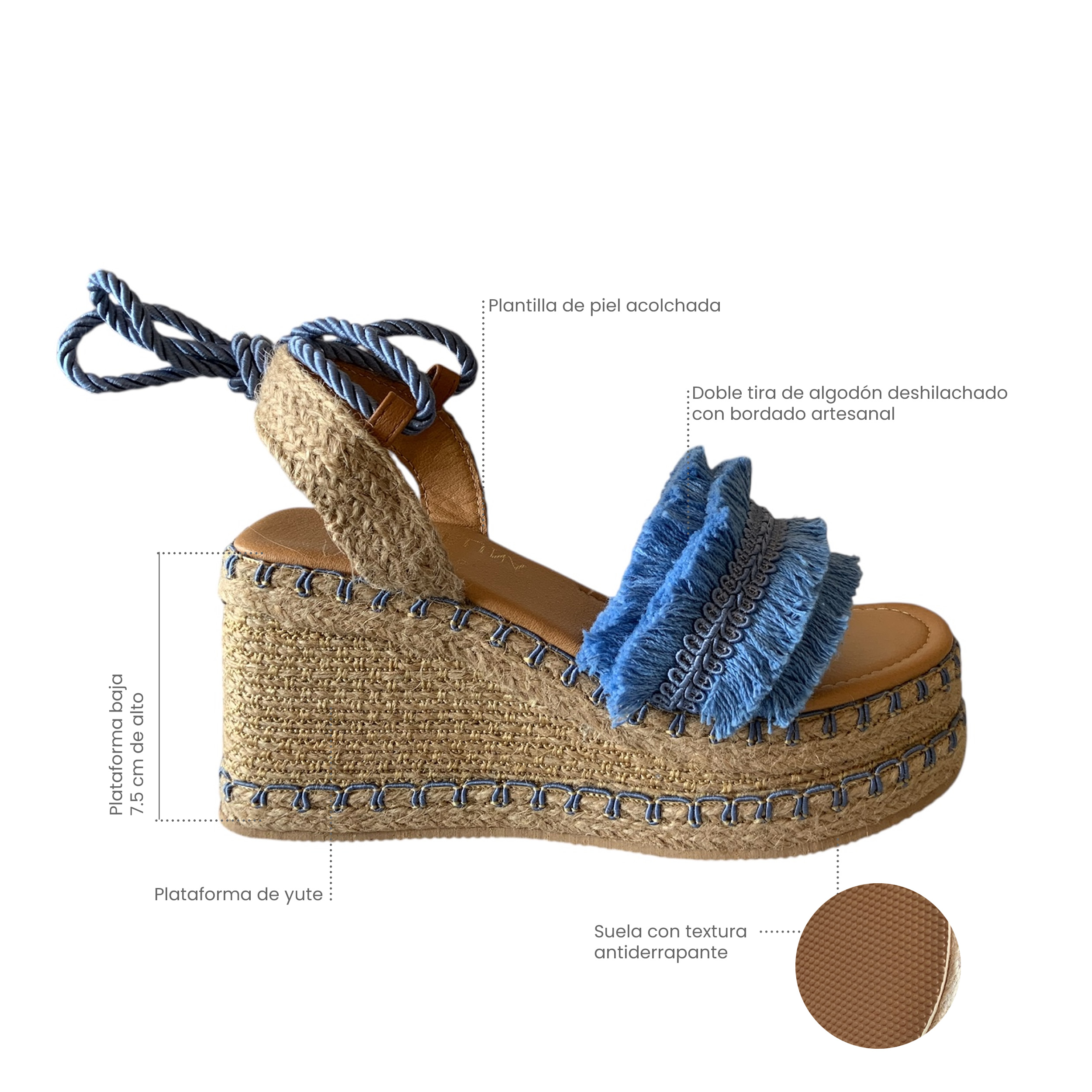 SKYE KAVËLINA Alpargatas plataforma baja negras