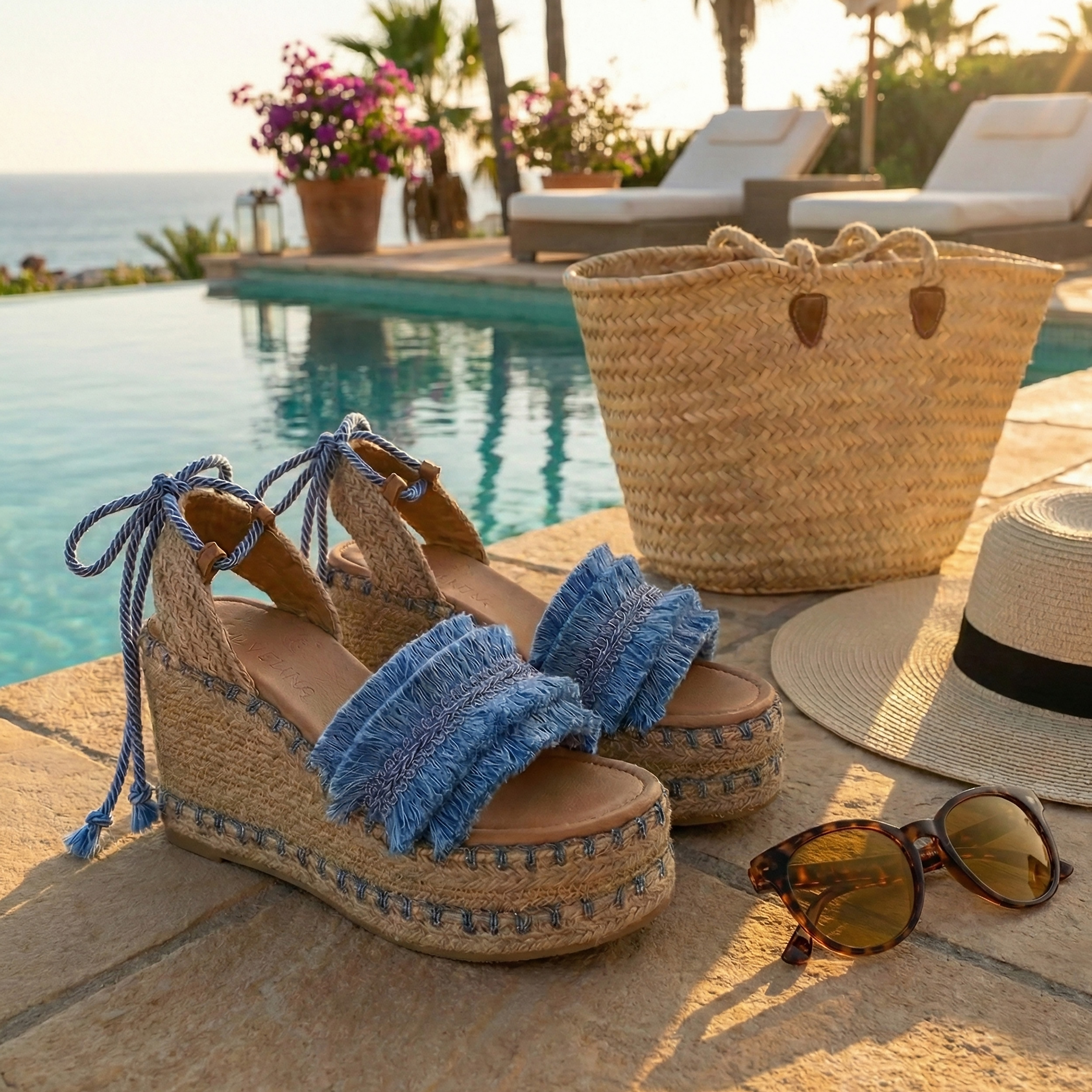 SKYE KAVËLINA Alpargatas plataforma baja negras