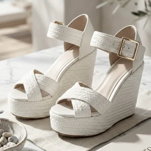 Alpargatas Trenzadas KAVËLINA Para Mujer, Plataforma, Piel IVORY
