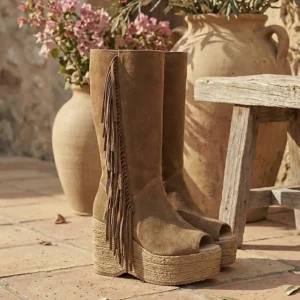 Botas Hippie KAVËLINA De Gamuza Para Mujer, 100% Piel Bovina MAIKA
