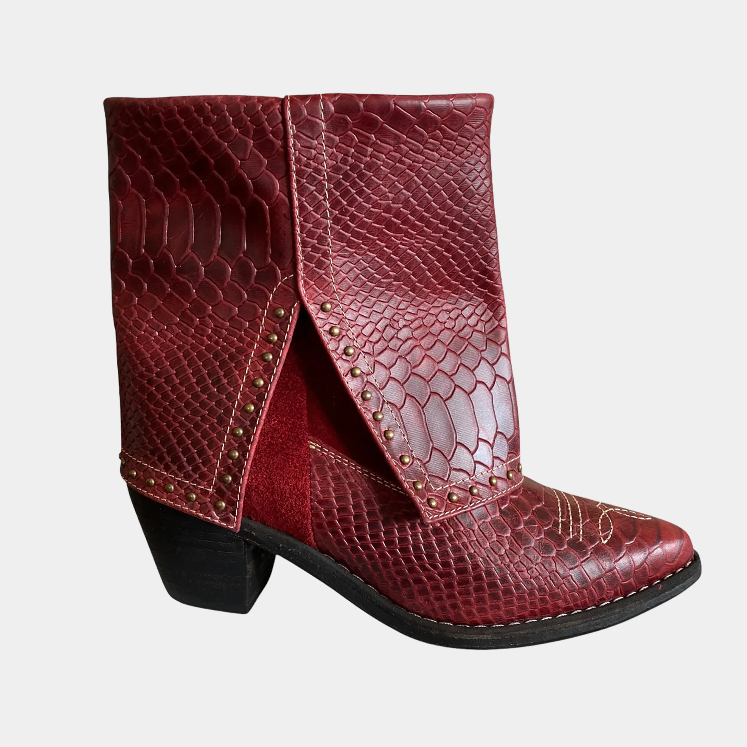 Botines KAVËLINA Dama, PIEL De Vaca 100% Natural Ankleboot CHERRY