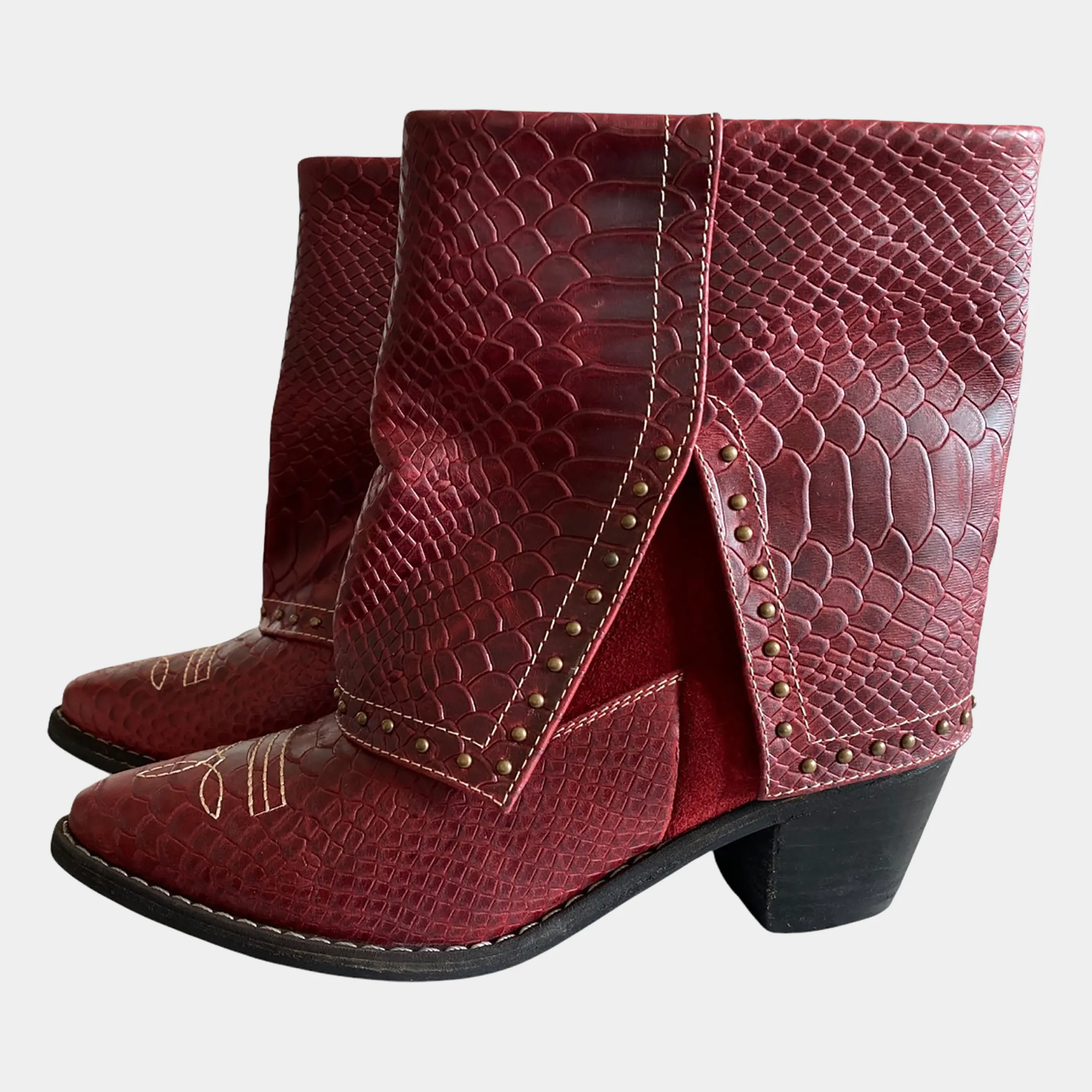 Botines KAVËLINA Dama, PIEL De Vaca 100% Natural Ankleboot CHERRY