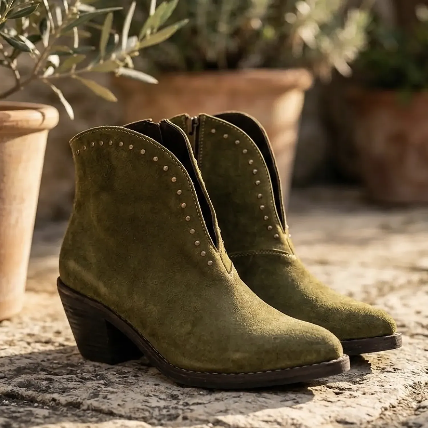 Botines KAVËLINA Dama, GAMUZA De Vaca 100% Natural Ankleboot OLIVIA