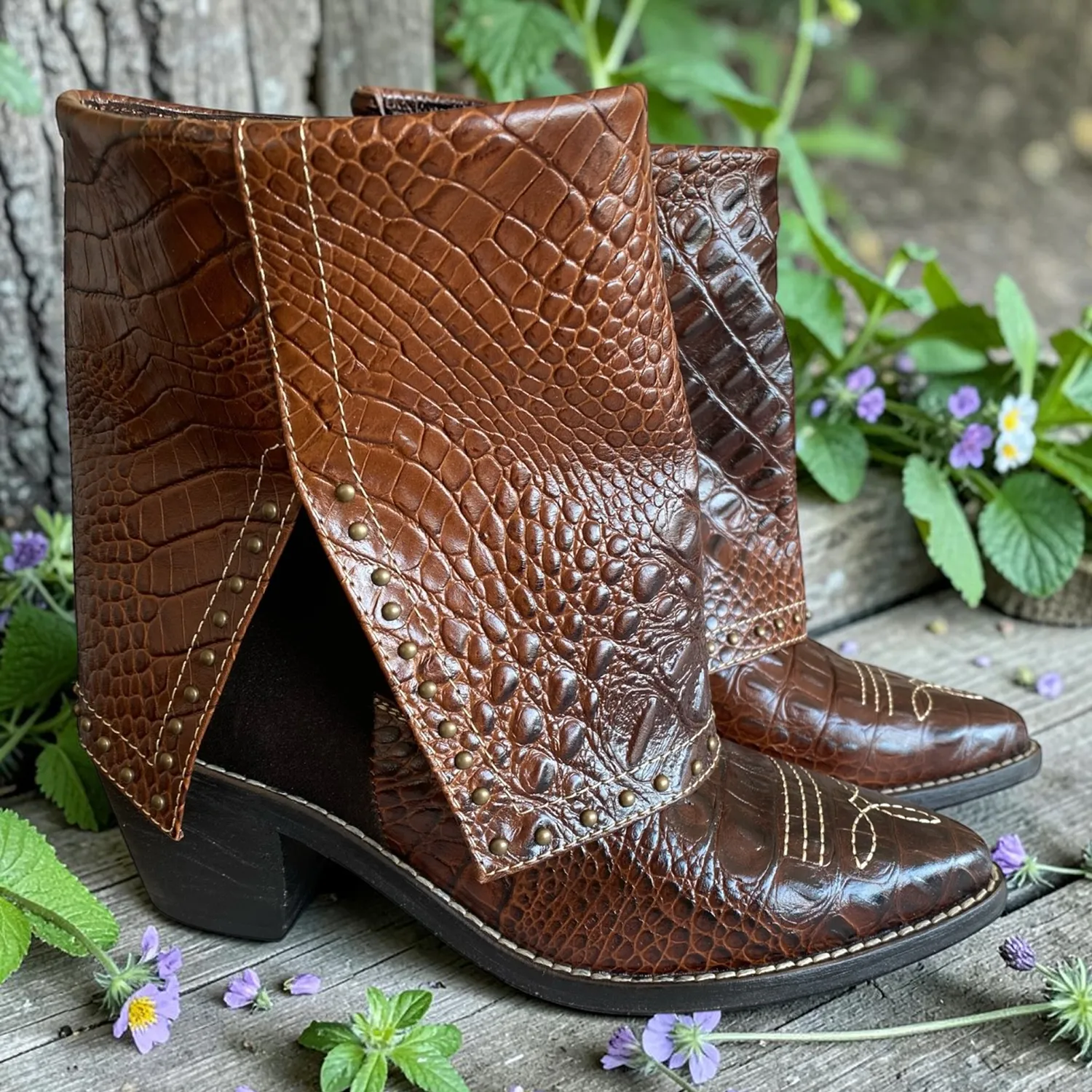 Botines KAVËLINA Dama, PIEL De Vaca 100% Natural Ankleboot KROKO