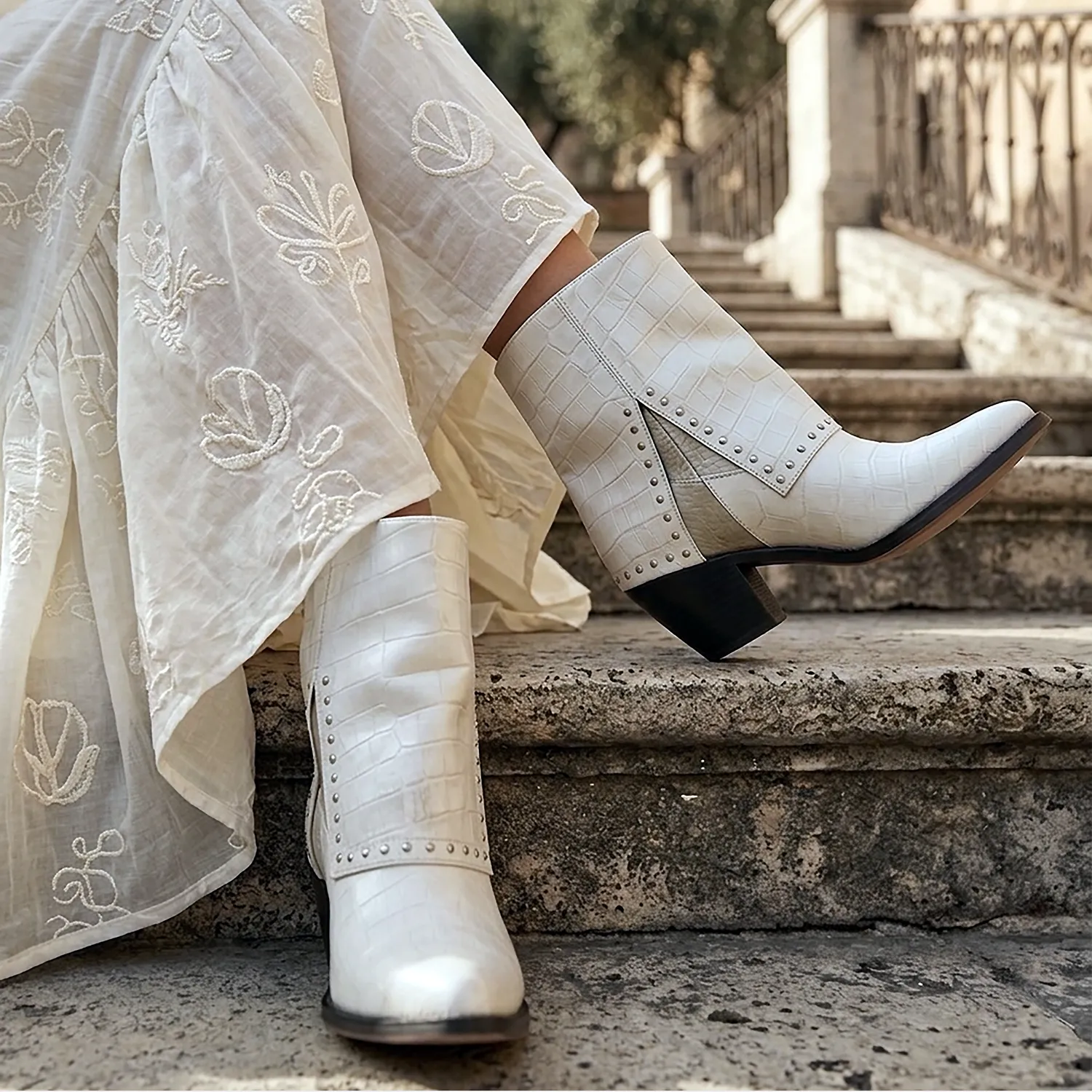 Botines KAVËLINA Dama, PIEL De Vaca 100% Natural Ankleboot BIANCA
