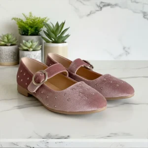 Ballerina KAVËLINA. Flats Dama, TERCIOPELO y PIEL De Vaca 100% Natural, ROSA