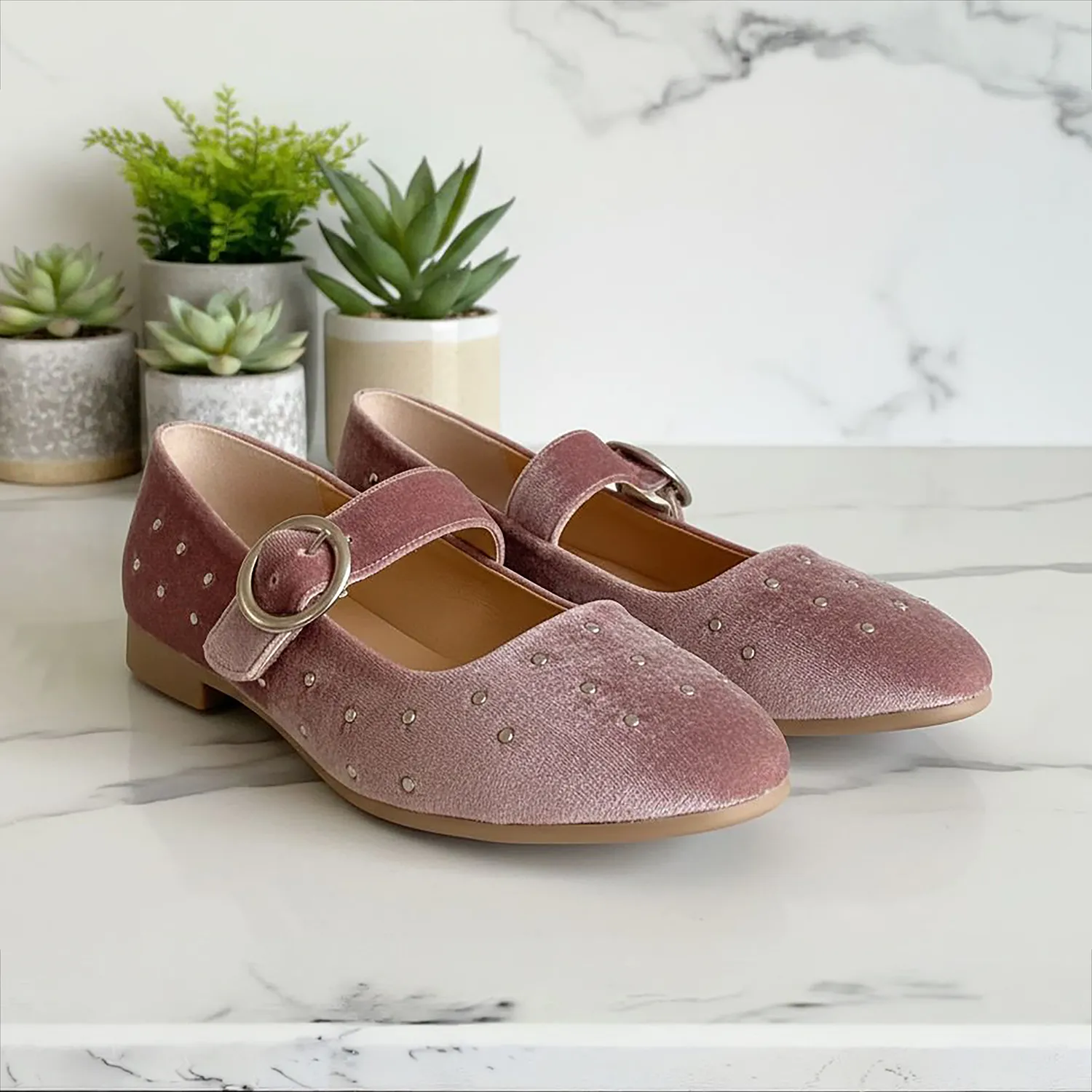Ballerina KAVËLINA. Flats Dama, TERCIOPELO y PIEL De Vaca 100% Natural, ROSA